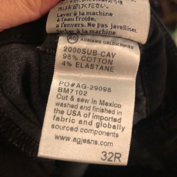 AG Adrienne Goldschmied green jeans. Black jean 32R . Callout - Picture 10 of 13
